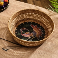 Корзинка плетеная ротанг "Павлин", 23х23х7 см, МИКС