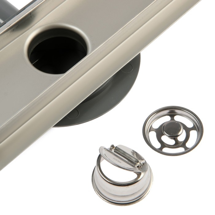 Трап ZEIN engr, c флaнцeм свободного вращ 360&deg;, 7*60 см, d=40/50 мм, нерж сталь, сатин