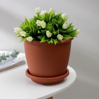 Горшок для цветов с поддоном &laquo;Афина&raquo;, 2,2 л, пластиковый, цвет коричневый