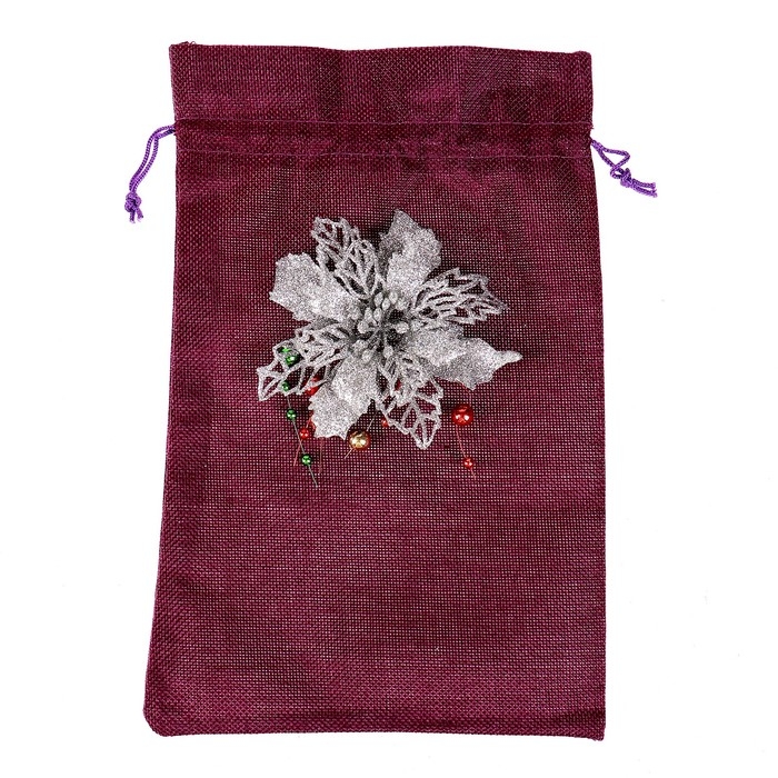 Мешок для подарков, &laquo;Цветок&raquo;, блеск, размер: 19 &times; 27 см, МИКС