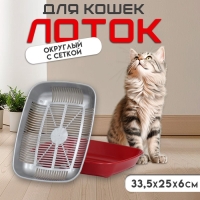 Туалет округлый с сеткой 33,5 х 25 х 6 см, серый/бордовый