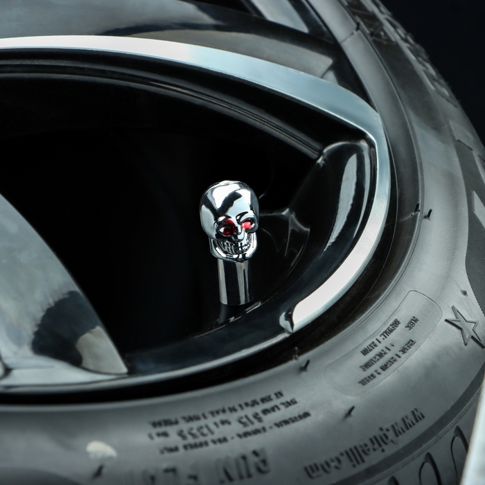 Колпачок на вентиль TORSO, Череп, хром, набор 4 шт