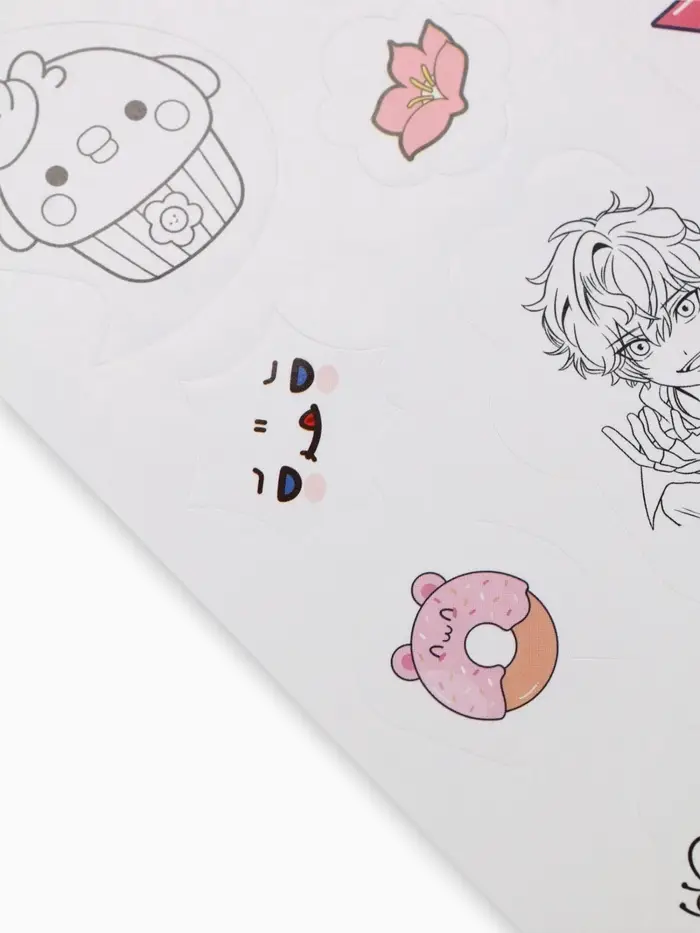 Наклейки детские, раскраска, 3 листа, А5 &laquo;Аниме&raquo;