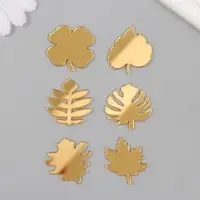 Декор для творчества пластик зеркальный "Листья" набор 6 шт