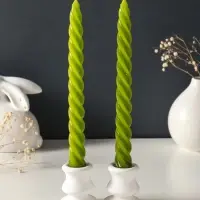 Набор свечей витых, 2,3х 24,5 см, 5 ч, 50 г, 2 штуки, оливковый