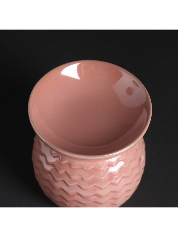 Аромалампа керамика "Волна зигзагами" розовый перламутр 7,5х7,5х9 см