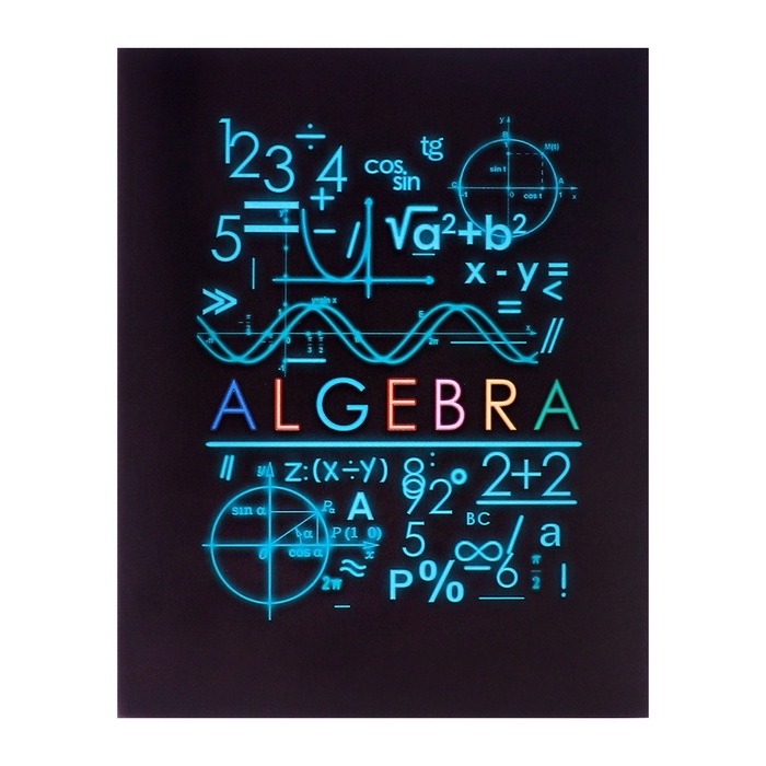 Тетрадь предметная Calligrata "СуперНеон", 48 листов в клетку Алгебра, со справочным материалом, обложка мелованный картон, блок офсет