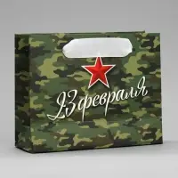 Пакет подарочный ламинированный, упаковка, &laquo;С 23 февраля&raquo;, S 15 х 12 х 5.5 см