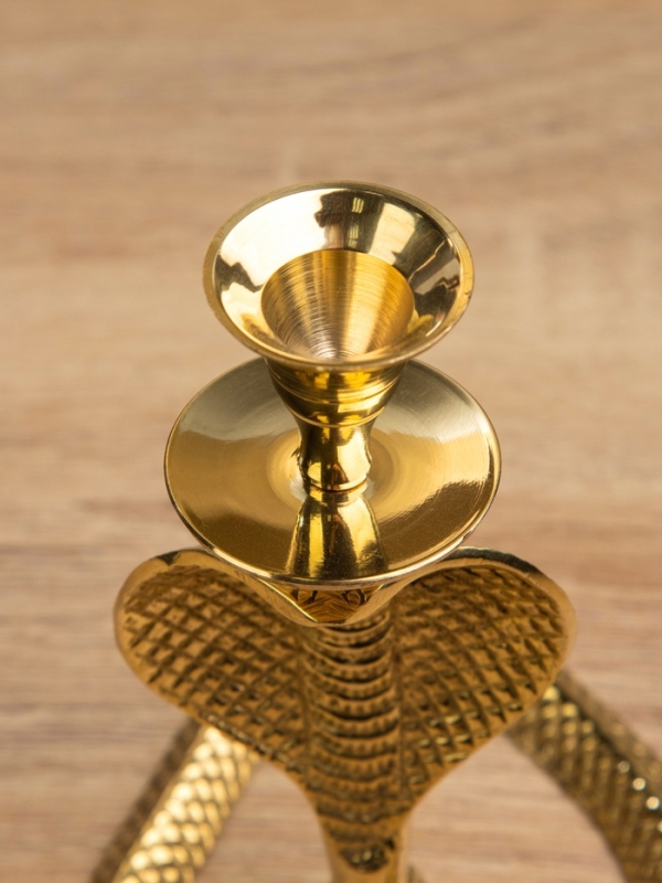 Подсвечник &laquo;Золотая кобра&raquo;, латунь, 8.5&times;11&times;12.5 см
