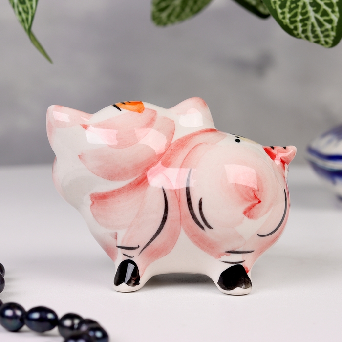 Сувенир "Свинья Улыбка&raquo;, цветная, гжель