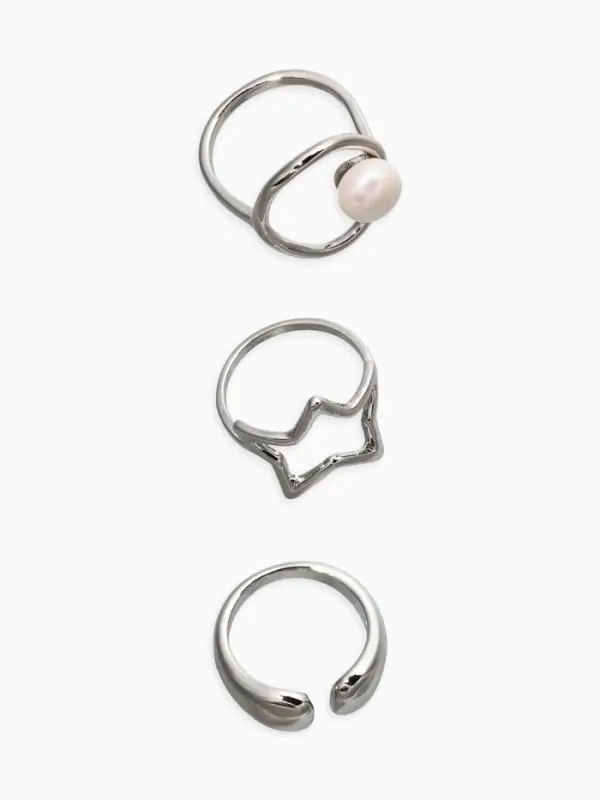 Набор колец 3 шт "Новый стиль" космос, размер МИКС, цвет белый в серебре