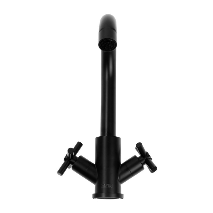 Смеситель для раковины ZEIN Z15F, корот излив, кран-букса 1/2", нержавеющая сталь, черный