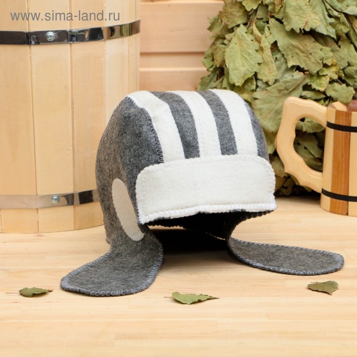 Шапка для бани Шапка для бани "Танкист", войлок, бело- серая