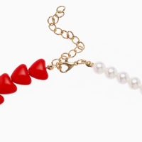 Бусы с жемчугом &laquo;Сердце&raquo; бусины, красно-белый в золоте