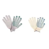 Перчатки садовые, хб, вязка 10 класс, 3 нити, размер 9, с ПВХ точками, белые, Greengo