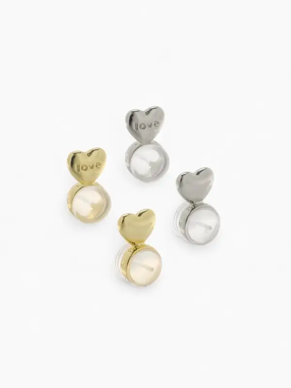 Заглушки силиконовые "Сердце" поддерживающие (3 пары), цвет золото, серебро