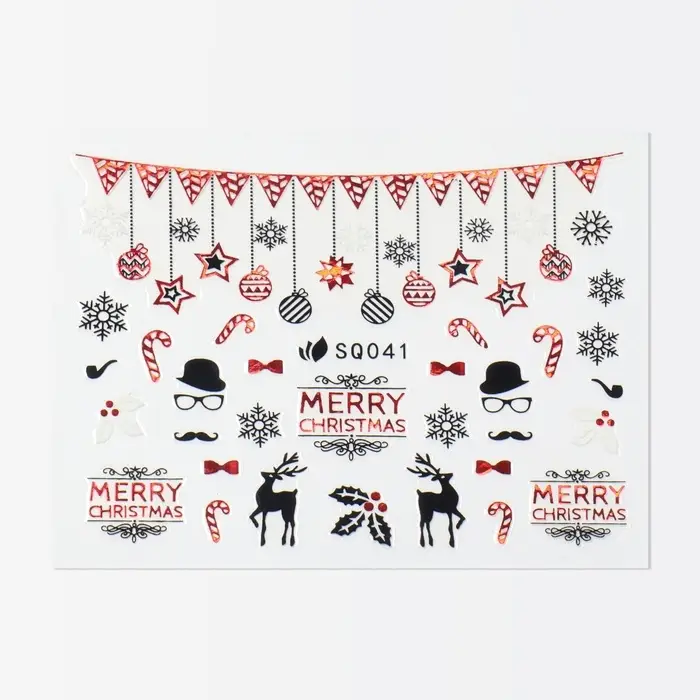 Наклейки для ногтей &laquo;Счастливого Рождества&raquo;, фольгированные, разноцветные