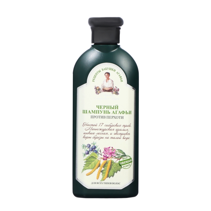 Шампунь для волос Рецепты бабушки Агафьи, черный против перхоти, 350 мл Шампунь для волос Рецепты бабушки Агафьи, черный против перхоти, 350 мл