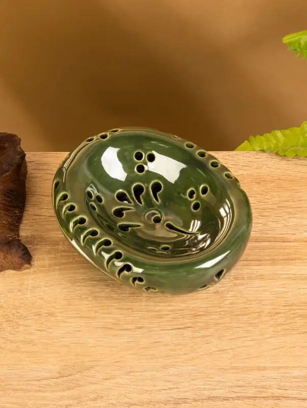 Мыльница &laquo;Цветочный узор&raquo;, 13&times;5.5&times;10.5 см, керамика, зелёная