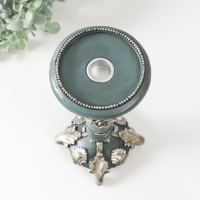 Подсвечник полистоун на 1 свечу "Цветочная элегия" тёмно-серый серебро 10,5х10,5х27 см