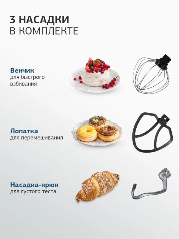 Миксер планетарный HYM-S4451 1000Вт белый