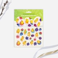 Переводные картинки для украшения яиц &laquo;Цыплята и цветы&raquo; на пасху, 15 х 10 см.