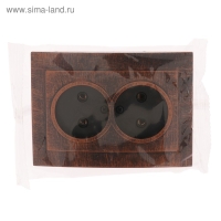 Розетка "Элект" RS 16-237-ЧМ, 16 А, 250 В, двухместная, скрытая, без з/к, черная под медь