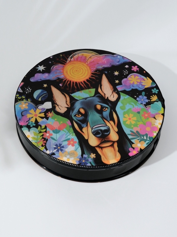 Шаманский бубен Шаманский бубен "Доберман в цветах" с колотушкой 5х25х25 см