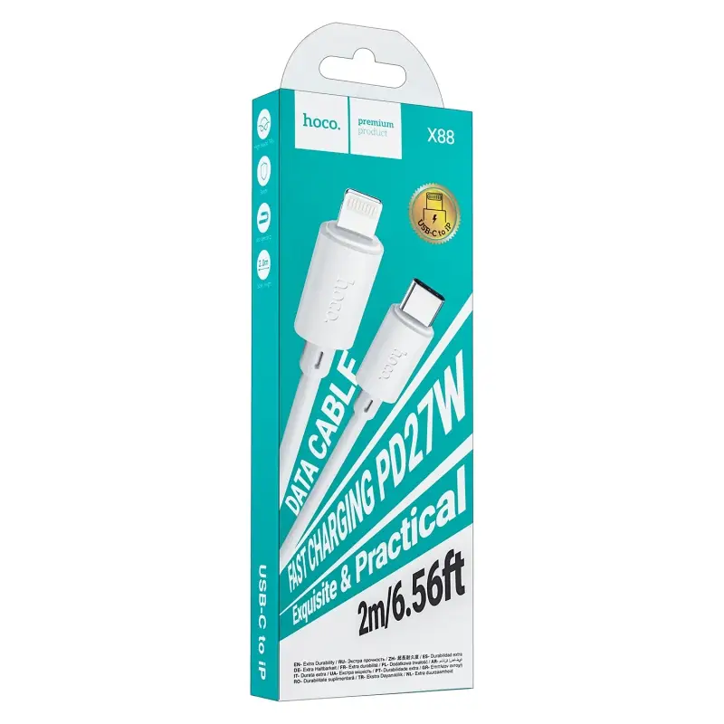Кабель X88 Type-C на Lightning 2M 27W HOCO белый