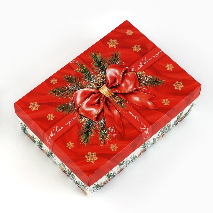Коробка подарочная новогодняя складная &laquo;С новым годом&raquo;, бант, 21 х 15 х 7 см, Новый год