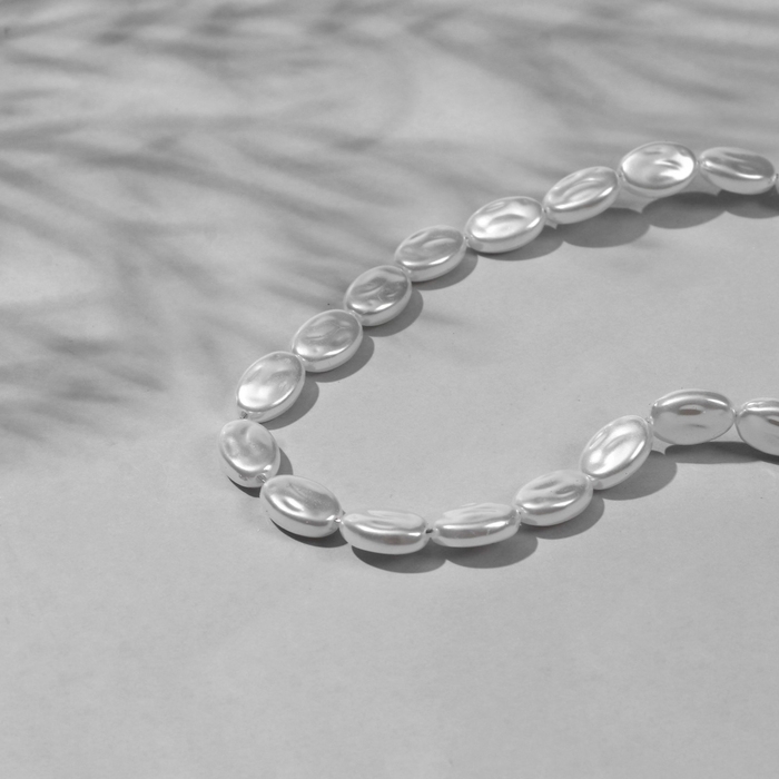 Бусины пластиковые на нити &laquo;Жемчуг&raquo; 1,3&times;0,9&times;0,6 см, (набор 90 шт.), цвет белый