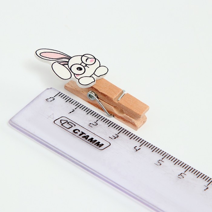 Прищепки декоративные с верёвкой для подвеса &laquo;Зайчики&raquo; набор 10 шт. &mdash; 1,5 &times; 12 &times; 14 см