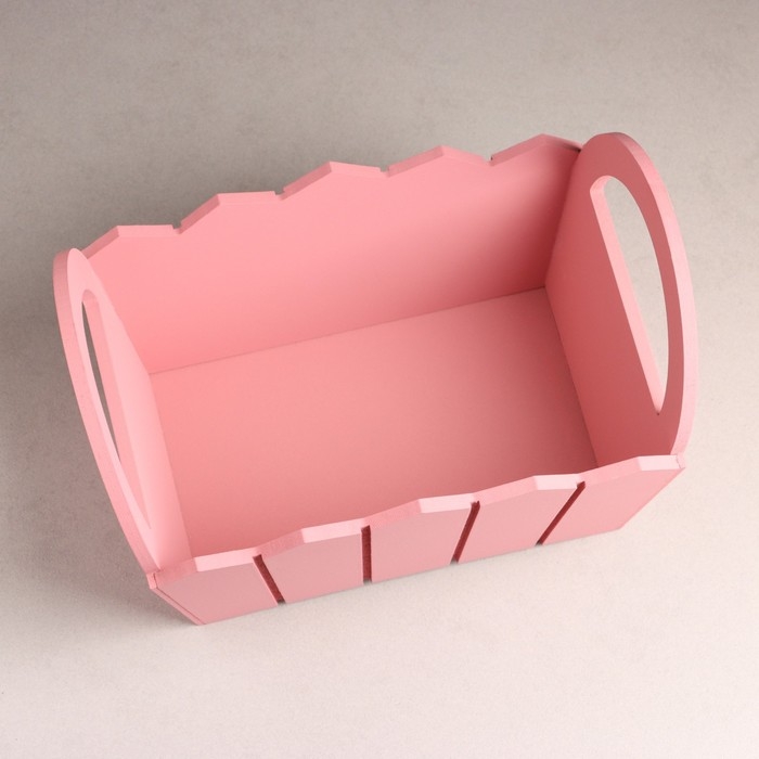 Кашпо деревянное 25×16×17 см Кашпо деревянное 25×16×17 см "Мария", ручки боковые, МДФ, Розовый Коралл