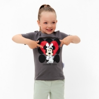Футболка детская "Choose love" Минни Маус, рост 86-92, серый Футболка детская "Choose love" Минни Маус, рост 86-92, серый
