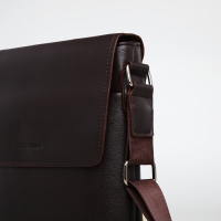 Сумка мужская через плечо TEXTURA, наружный карман, цвет коричневый