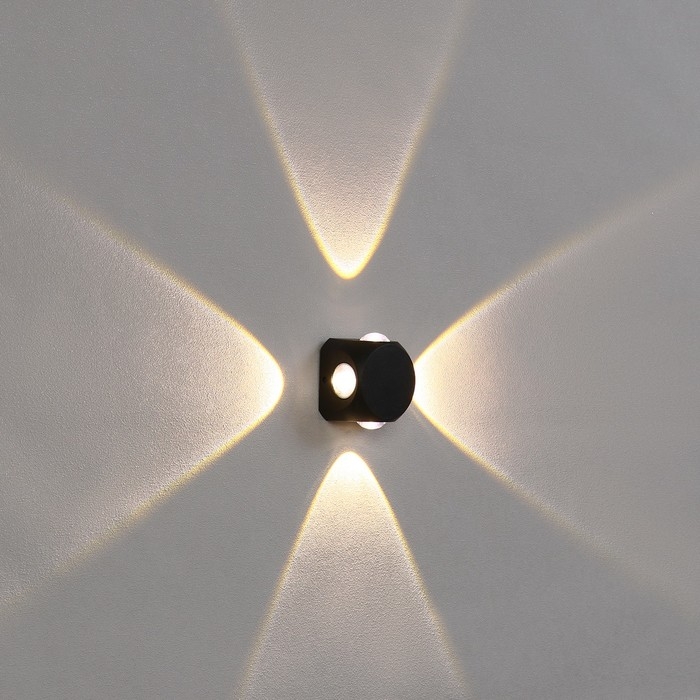 Светильник фасадный &laquo;Кубик&raquo;, FSD-064, 4 Вт, 3000К, 4 луча, IP65, 220 В, пластик, черный