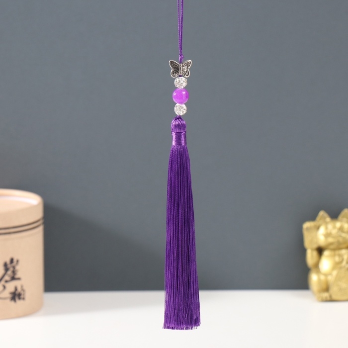 Подвеска текстиль, металл Подвеска текстиль, металл "Бабочка" фиолетовая 1х1,2х16,5 см