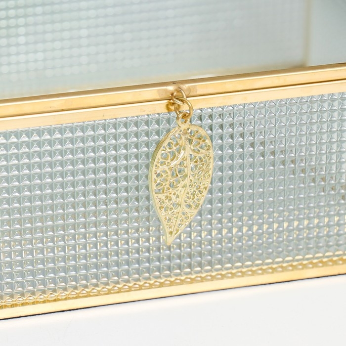 Шкатулка стекло с металлическим каркасом "Прямоугольная. Квадратики" 18,5х14х6,5 см