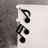 Серьги пластик &laquo;Вивьен&raquo; ноты, цвет чёрно-белый