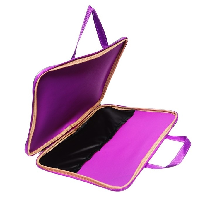 Папка с ручками текстильная А4, 360 х 270 х 20 мм, "Офис" 1Ш421, внутренний карман, фиолетовая