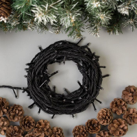 Гирлянда &laquo;Нить&raquo; 10 м, IP44, УМС, тёмная нить, 100 LED, свечение жёлтое, 220 В