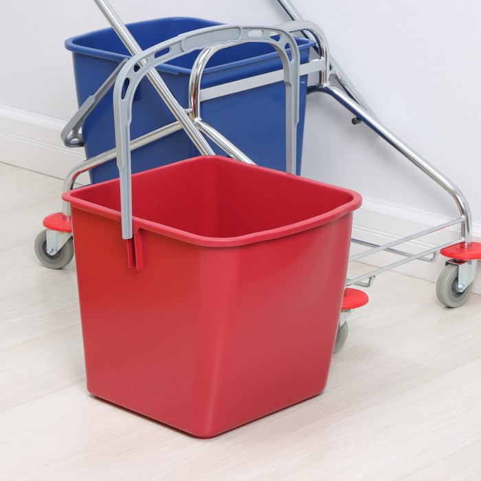 Тележка уборочная двухведёрная, 46 л, с отжимом, хромированная рама Тележка уборочная двухведёрная, 46 л, с отжимом, хромированная рама