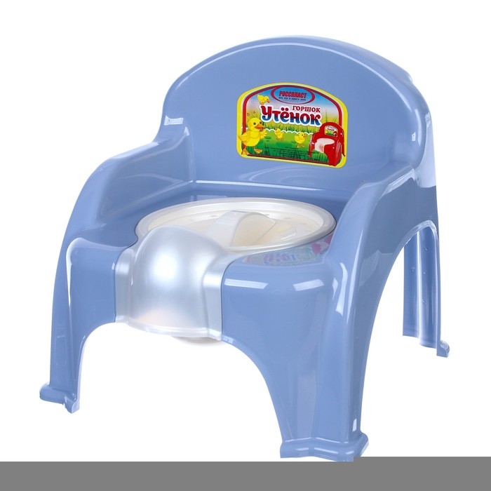 Горшок детский &laquo;Утенок&raquo; с крышкой, голубовато-серый / белый 310х295х280мм