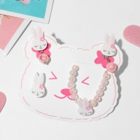 Набор детский &laquo;Выбражулька&raquo; 3 предмета: клипсы, браслет, кольцо, зайчики, цветной