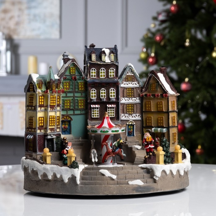 Светодиодная фигура «Новогодняя площадь» 40 × 21 × 22 см, полистоун, батарейки ААх3 (не в комплекте), USB, свечение мульти Светодиодная фигура «Новогодняя площадь» 40 × 21 × 22 см, полистоун, батарейки ААх3 (не в комплекте), USB, свечение мульти