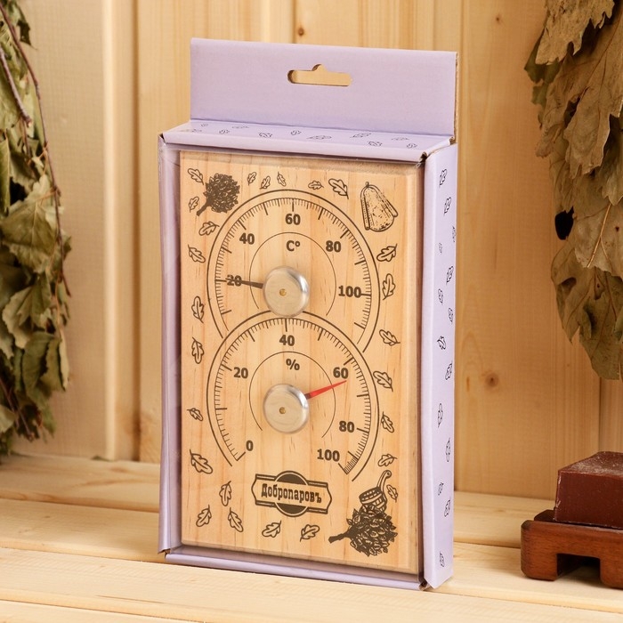 Термометр-гигрометр Термометр-гигрометр "С лёгким паром", дерево