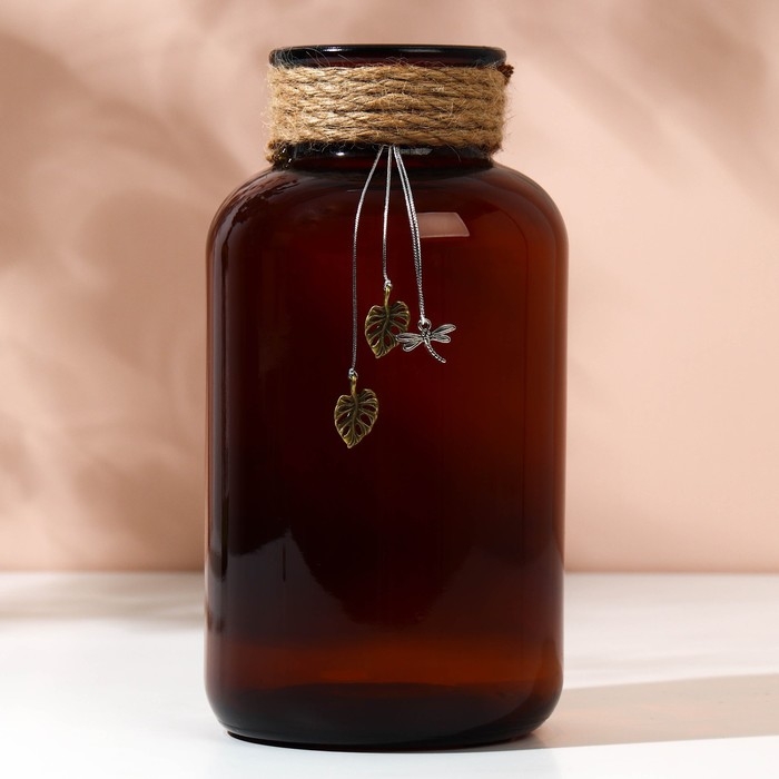 Ваза для цветов, коричневая, 1 л.