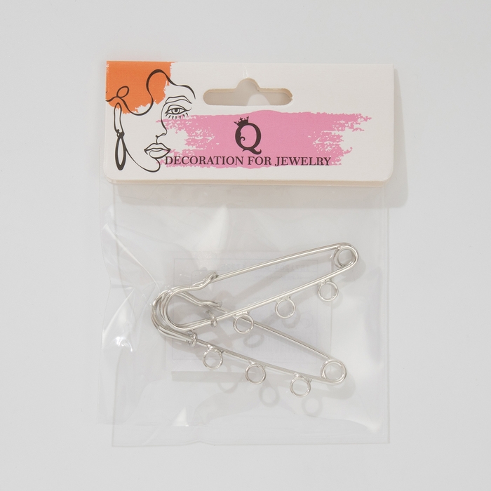 Булавка для подвесок PO-050, №02, (набор 2 шт) 50&times;5мм, цвет серебра
