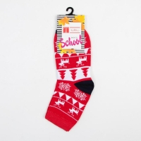 Носки детские &laquo;Узоры и олени&raquo; цвет красный, размер 22-24