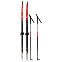 Комплект лыжный: пластиковые лыжи 150 см с насечкой, стеклопластиковые палки 110 см, крепления NN75 мм, цвета МИКС Комплект лыжный: пластиковые лыжи 150 см с насечкой, стеклопластиковые палки 110 см, крепления NN75 мм, цвета МИКС